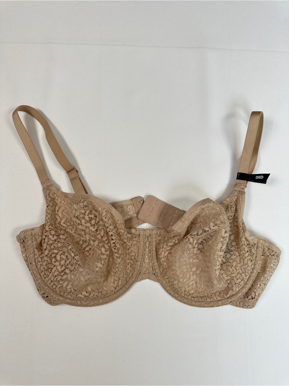 DKNY Modern Lace Unlined Demi Bra Tan Underwire Size 36D NWT